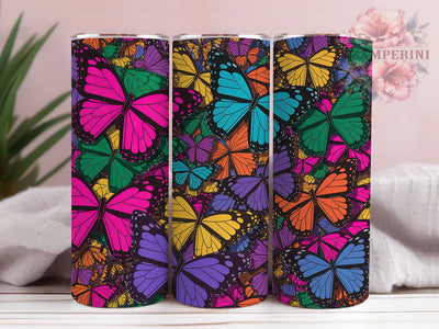 Beautiful Butterfly Explosion 20oz Tumbler, Colorful Explosion, Vibrant Pattern, Nature Elegance, Whimsical Charm, 20oz Tumbler Wrap, Sublimation PNG Sublimation Li Zamperini 