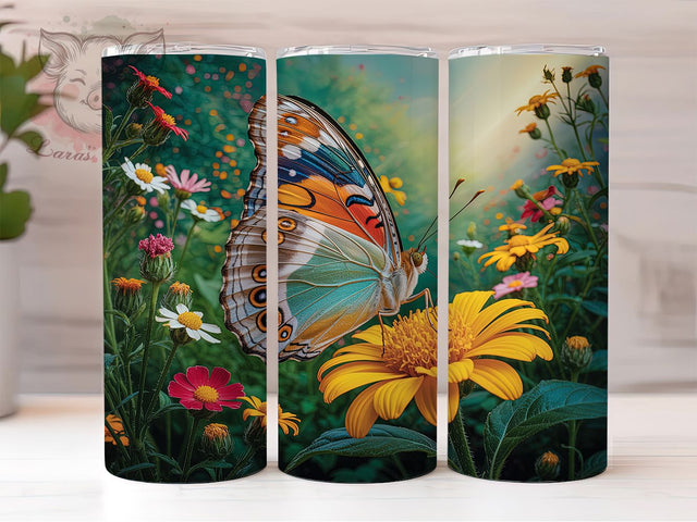 Beautiful Butterfly Nature 20oz Tumbler Wrap, Resting Delicately, Wildlife Design, Butterfly Art, Nature Inspired, 20oz Tumbler Wrap, Sublimation PNG Sublimation Lara' s Designs 