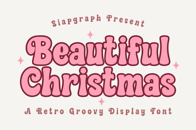 Beautiful Christmas - Retro Groovy Font Font Masyafi Studio 