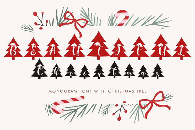 Beautiful Christmas Tree Font Prasetya Letter 
