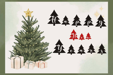 Beautiful Christmas Tree Font Prasetya Letter 