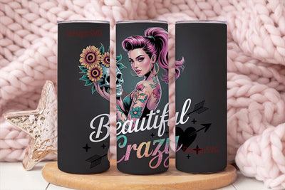 Beautiful Crazy Skull 20oz Tumbler Wrap Sublimation DesignSVG 
