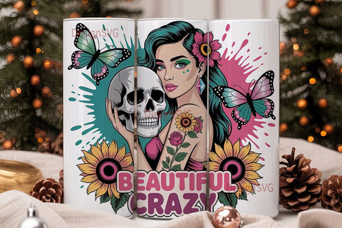 Beautiful Crazy Tumbler Wrap Sublimation DesignSVG 