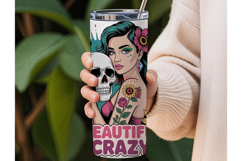 Beautiful Crazy Tumbler Wrap Sublimation DesignSVG 