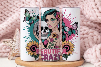 Beautiful Crazy Tumbler Wrap Sublimation DesignSVG 