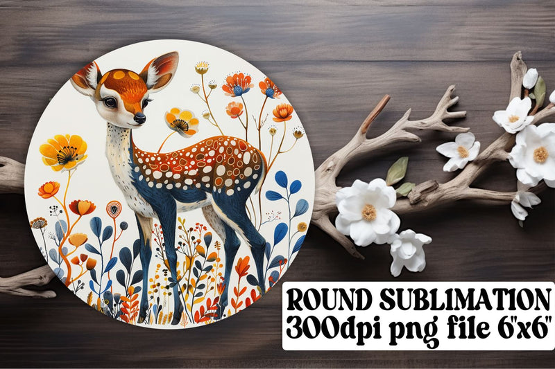 Beautiful Deer & Flower Wrap Round Design Sublimation Art Sublimation afrosvg 