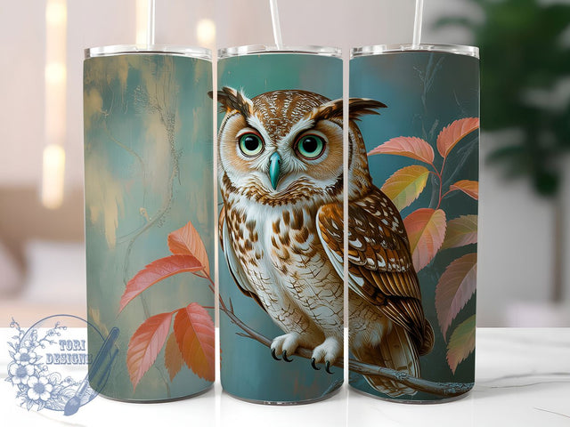 Beautiful Elegant Artistic Owl Tumbler, Elegant Owl Cup, 20Oz Tumbler Wrap, Owl Sublimation Design, Stylish Bird Drinkware, Artistic Owl Coffee Mug, Decorative Owl Tumbler Sublimation ToriDesigns 