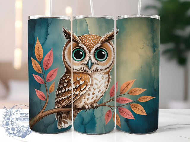 Beautiful Elegant Artistic Owl Tumbler, Elegant Owl Cup, 20Oz Tumbler Wrap, Owl Sublimation Design, Stylish Bird Drinkware, Artistic Owl Coffee Mug, Decorative Owl Tumbler Sublimation ToriDesigns 