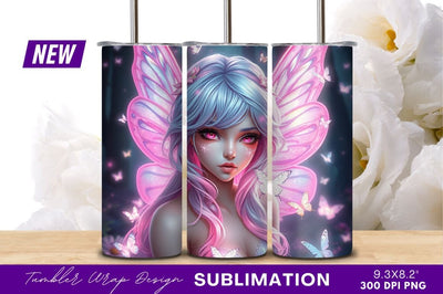 Beautiful Fairy With Pink Wings And Butterflies Sublimation Regulrcrative 