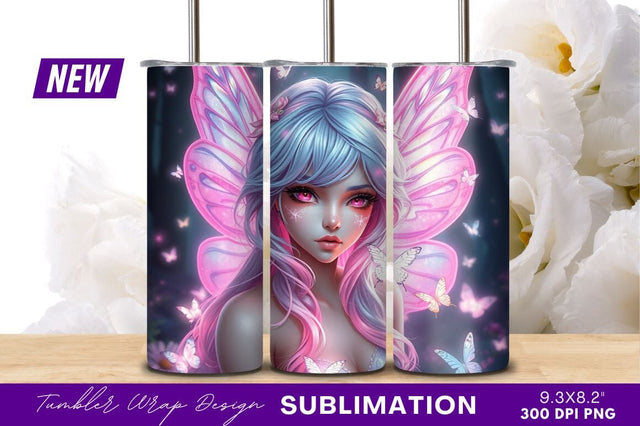 Beautiful Fairy With Pink Wings And Butterflies Sublimation Regulrcrative 
