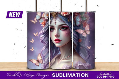 Beautiful Fairy Woman Surrounded By Butterflies And Flowers Sublimation Regulrcrative 