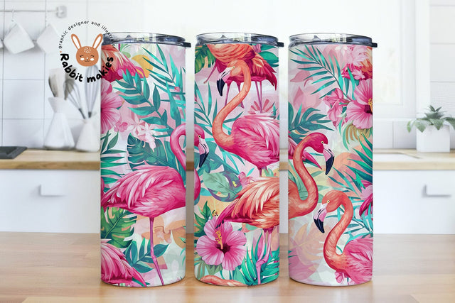 Beautiful Flamingo Tumbler Wrap design, 20 oz tumbler wrap, instant download,20 oz Skinny Tumbler Sublimation Design, flamingo wrap Sublimation Rabbitmakies 