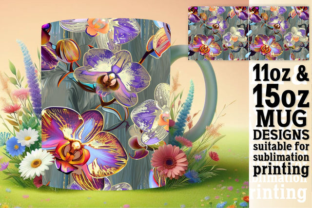 Beautiful Floral Mug Wrap 11oz 15oz Sublimation afrosvg 