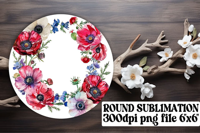 Beautiful Floral Watercolor Wreath Sublimation afrosvg 