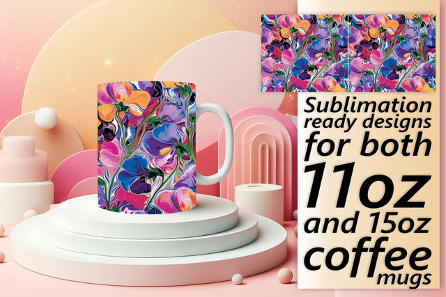 Beautiful Flower Mug Design 3D Sublimation afrosvg 