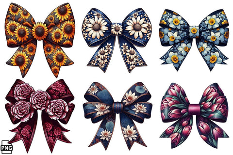Beautiful Flowers Pattern Bow Clipart Bundle Printable File Sublimation Creativedesigntee 