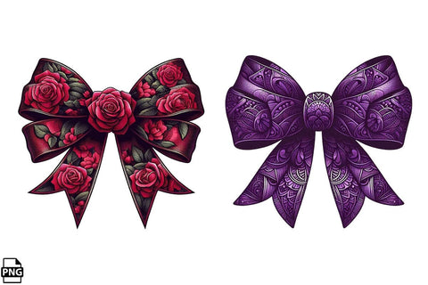 Beautiful Flowers Pattern Bow Clipart Bundle Printable File Sublimation Creativedesigntee 