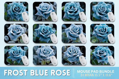 Beautiful Frost Blue Rose Mouse Pad Bundle Sublimation Regulrcrative 