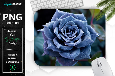 Beautiful Frost Indigo Rose Mouse Pad Sublimation Regulrcrative 
