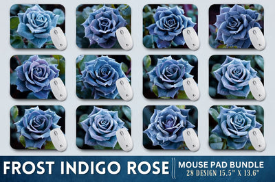 Beautiful Frost Indigo Rose Mouse Pad Sublimation Regulrcrative 