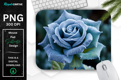 Beautiful Frost Indigo Rose Mouse Pad Sublimation Regulrcrative 