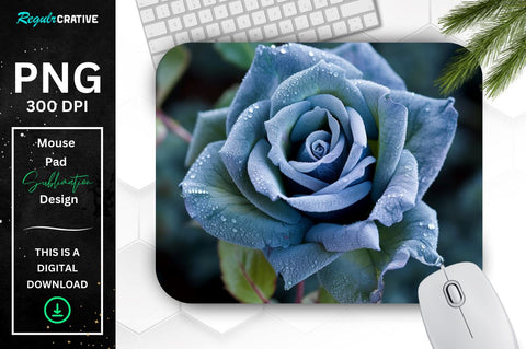 Beautiful Frost Indigo Rose Mouse Pad Sublimation Regulrcrative 