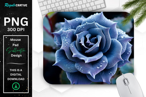 Beautiful Frost Indigo Rose Mouse Pad Sublimation Regulrcrative 