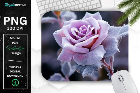 Beautiful Frost Lavender Rose Mouse Pad Sublimation Regulrcrative 