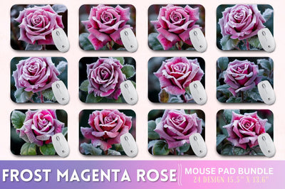 Beautiful Frost Magenta Rose Mouse Pad Sublimation Regulrcrative 