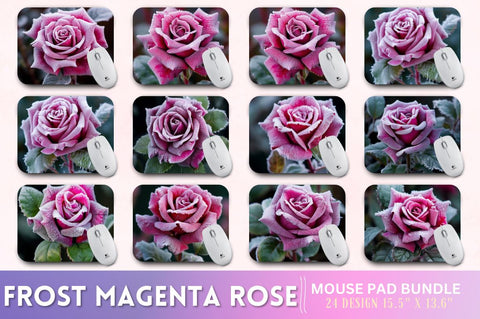 Beautiful Frost Magenta Rose Mouse Pad Sublimation Regulrcrative 