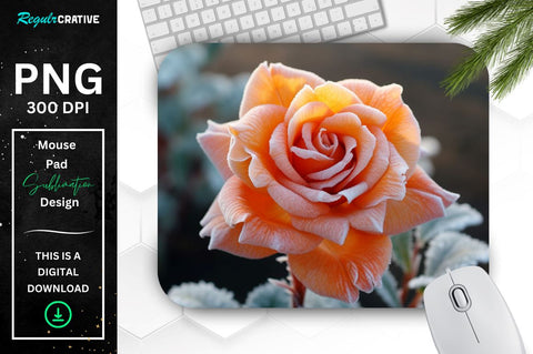 Beautiful Frost Orange Rose Mouse Pad Sublimation Regulrcrative 
