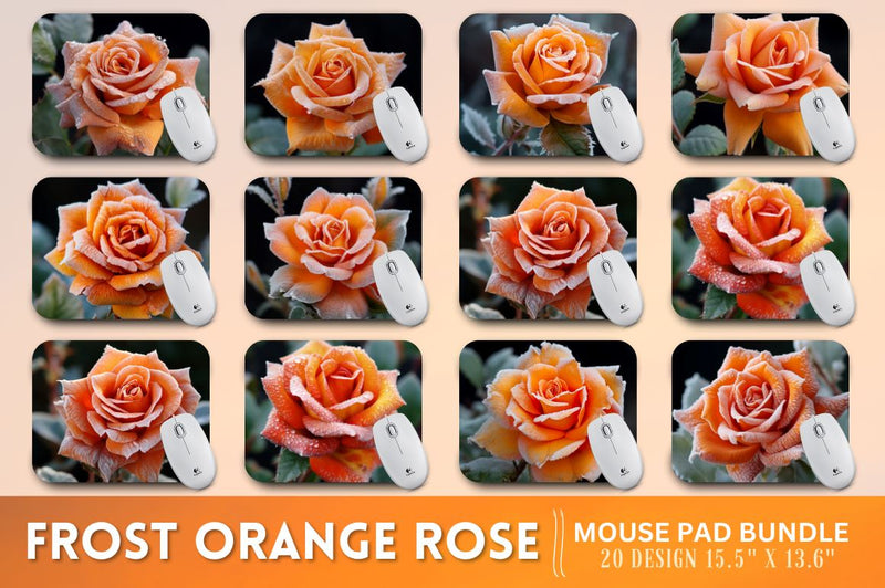 Beautiful Frost Orange Rose Mouse Pad Sublimation Regulrcrative 