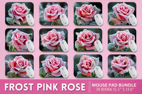 Beautiful Frost Pink Rose Mouse Pad Sublimation Regulrcrative 