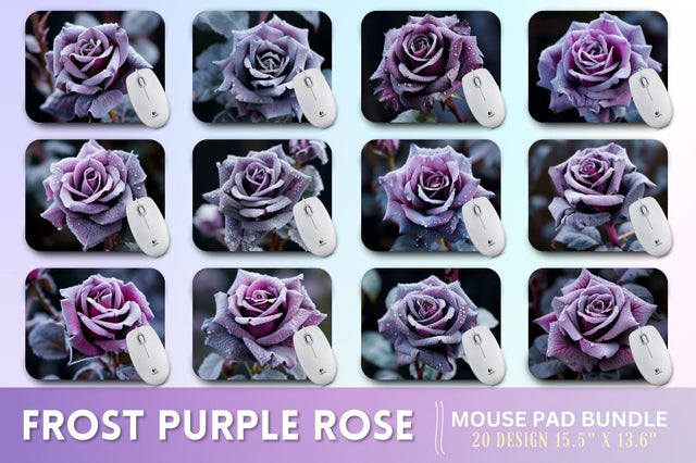 Beautiful Frost Purple Rose Mouse Pad Sublimation Regulrcrative 