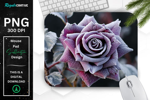 Beautiful Frost Purple Rose Mouse Pad Sublimation Regulrcrative 