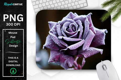 Beautiful Frost Purple Rose Mouse Pad Sublimation Regulrcrative 