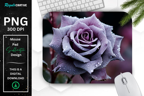 Beautiful Frost Purple Rose Mouse Pad Sublimation Regulrcrative 