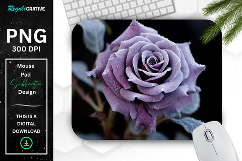 Beautiful Frost Purple Rose Mouse Pad Sublimation Regulrcrative 