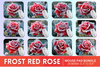 Beautiful Frost Red Rose Mouse Pad Sublimation Regulrcrative 