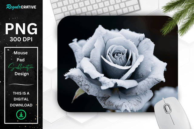 Beautiful Frost Rose Mouse Pad Embroidery/Applique DESIGNS Regulrcrative 