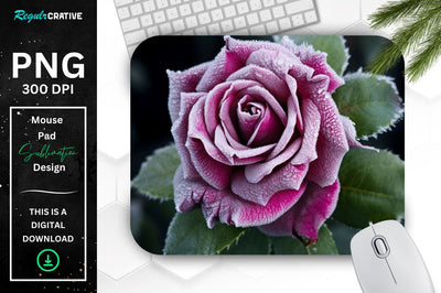 Beautiful Frost Rose Mouse Pad Sublimation Regulrcrative 