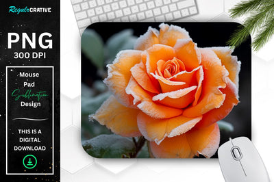 Beautiful Frost Rose Mouse Pad Sublimation Regulrcrative 