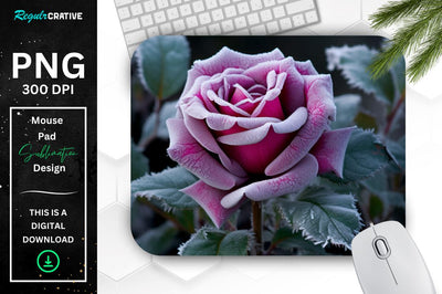 Beautiful Frost Rose Mouse Pad Sublimation Regulrcrative 