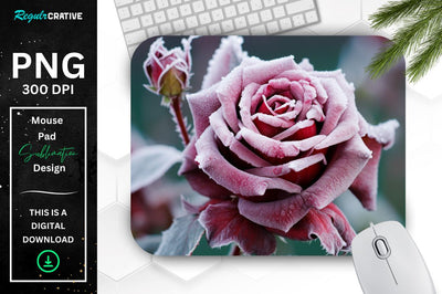 Beautiful Frost Rose Mouse Pad Sublimation Regulrcrative 