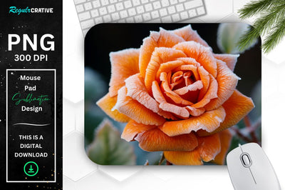 Beautiful Frost Rose Mouse Pad Sublimation Regulrcrative 