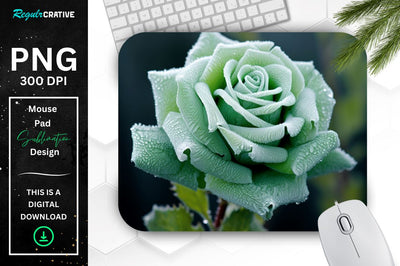 Beautiful Frost Rose Mouse Pad Sublimation Regulrcrative 