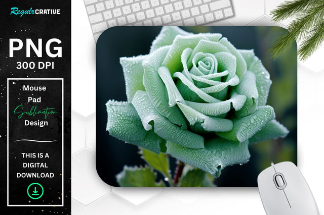 Beautiful Frost Rose Mouse Pad Sublimation Regulrcrative 