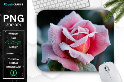 Beautiful Frost Rose Mouse Pad Sublimation Regulrcrative 