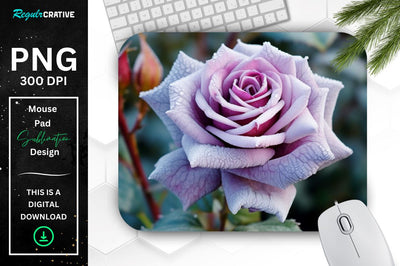 Beautiful Frost Rose Mouse Pad Sublimation Regulrcrative 