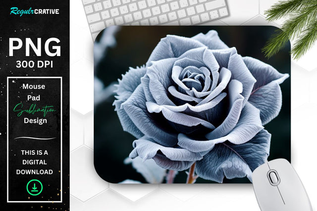 Beautiful Frost Rose Mouse Pad Sublimation Regulrcrative 